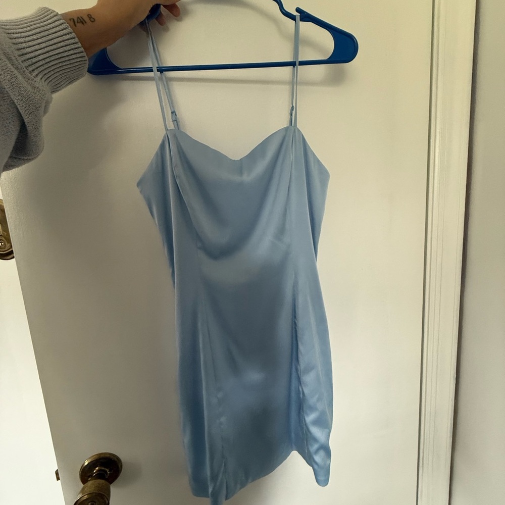- Light Blue silky mini Dress